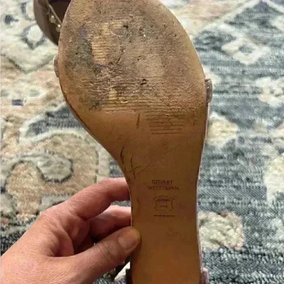 Stuart Weitzman Nudist Pearls Nude Suede Ankle Strap Sandals Size 10 - Picture 5 of 8